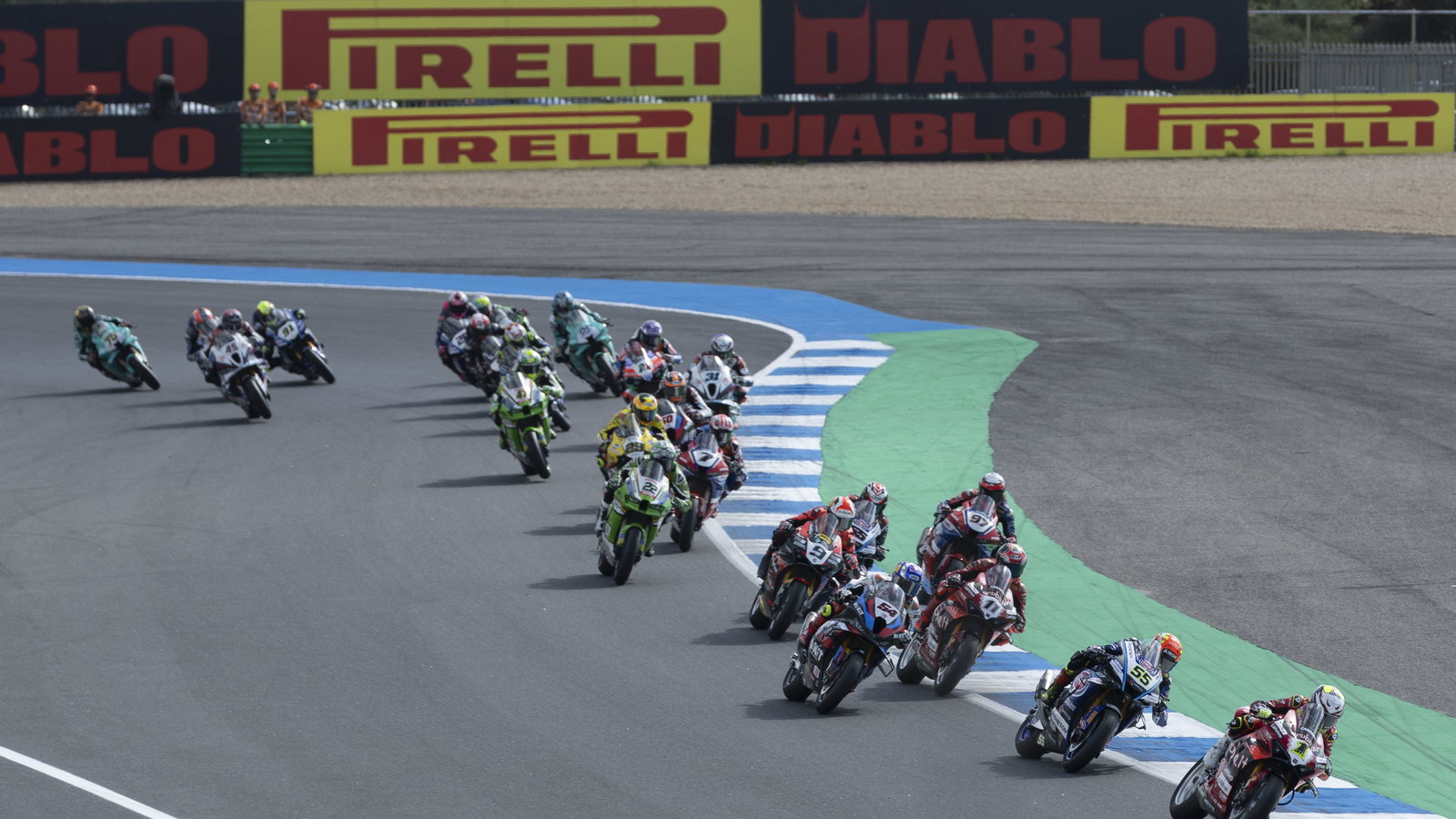 Alvaro Bautista leads the field, 2024 Estoril WorldSBK. Credit: Gold and Goose.
